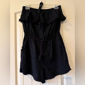 Old Navy Black Linen Blend Romper